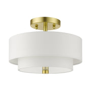 Meridian 2-Light 11" Semi-Flush Mount in Satin Brass