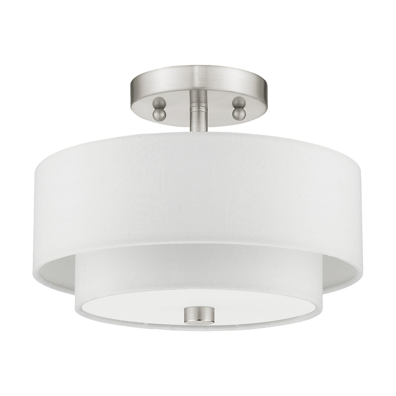 Meridian 2-Light 11" Semi-Flush Mount in Brushed Nickel