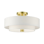Meridian 3-Light 15" Semi-Flush Mount in Satin Brass