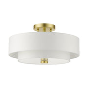 Meridian 3-Light 15" Semi-Flush Mount in Satin Brass