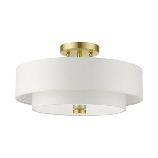 Meridian 3-Light 15" Semi-Flush Mount in Satin Brass