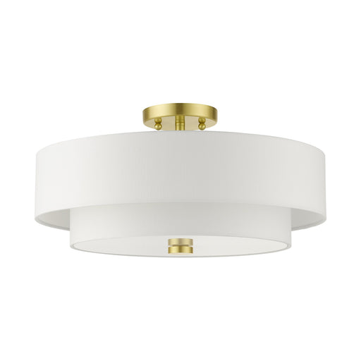 Meridian 4-Light 18" x 9" Semi-Flush Mount in Satin Brass