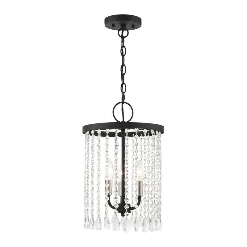 Elizabeth 3-Light Mini Chandelier in Black with Brushed Nickel Accents