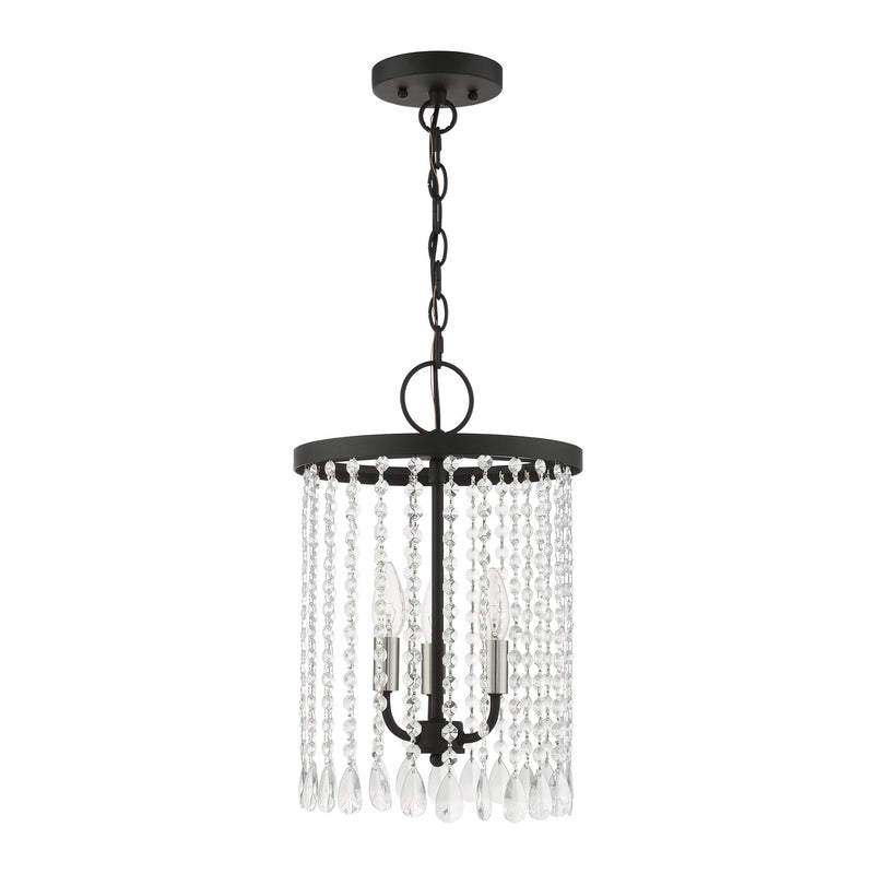 Elizabeth 3-Light Mini Chandelier in Black with Brushed Nickel Accents