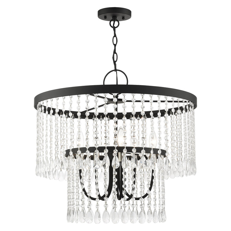 Elizabeth 5-Light Chandelier in Black with Brushed Nickel Accents