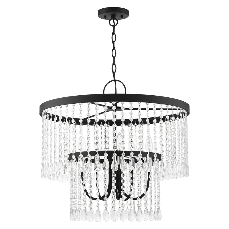 Elizabeth 5-Light Chandelier in Black with Brushed Nickel Accents