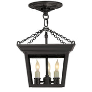 Cornice Lantern 3-Light Semi-Flush Mount in Blackened Rust
