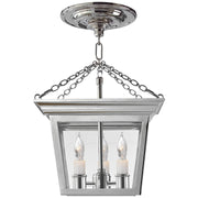 Cornice Lantern 3-Light Semi-Flush Mount in Polished Nickel