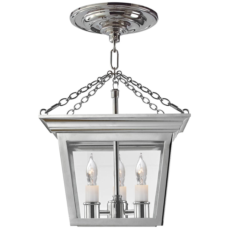 Cornice Lantern 3-Light Semi-Flush Mount in Polished Nickel