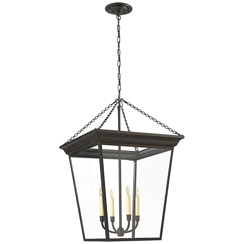 Cornice Large 4-Light Lantern Pendant in Bronze