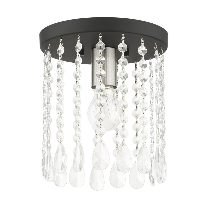 Elizabeth Petite Flush Mount in Black with Brushed Nickel Accents