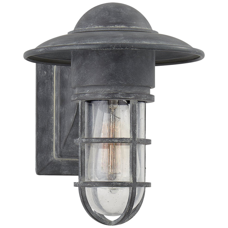 Marine Seeded Glass Bulkhead Outdoor Wall Sconce in Weathered Zinc