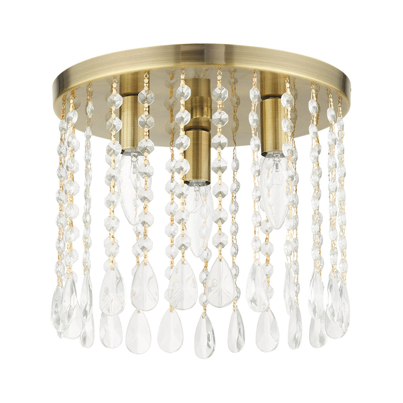 Elizabeth 3-Light Flush Mount in Antique Brass