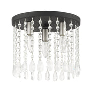 Elizabeth 3-Light Flush Mount in Black with Brushed Nickel Accents