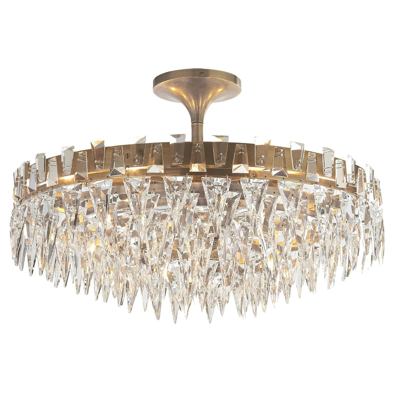Trillion Large 10-Light Semi-Flush Mount in Hand-Rubbed Antique Brass