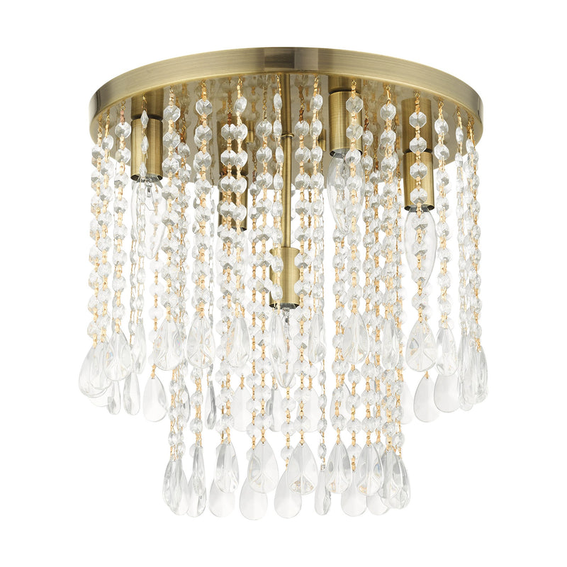 Elizabeth 5-Light Flush Mount in Antique Brass