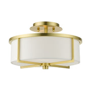 Wesley 2-Light 13" Semi-Flush Mount in Satin Brass