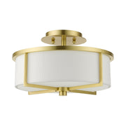 Wesley 2-Light 13" Semi-Flush Mount in Satin Brass