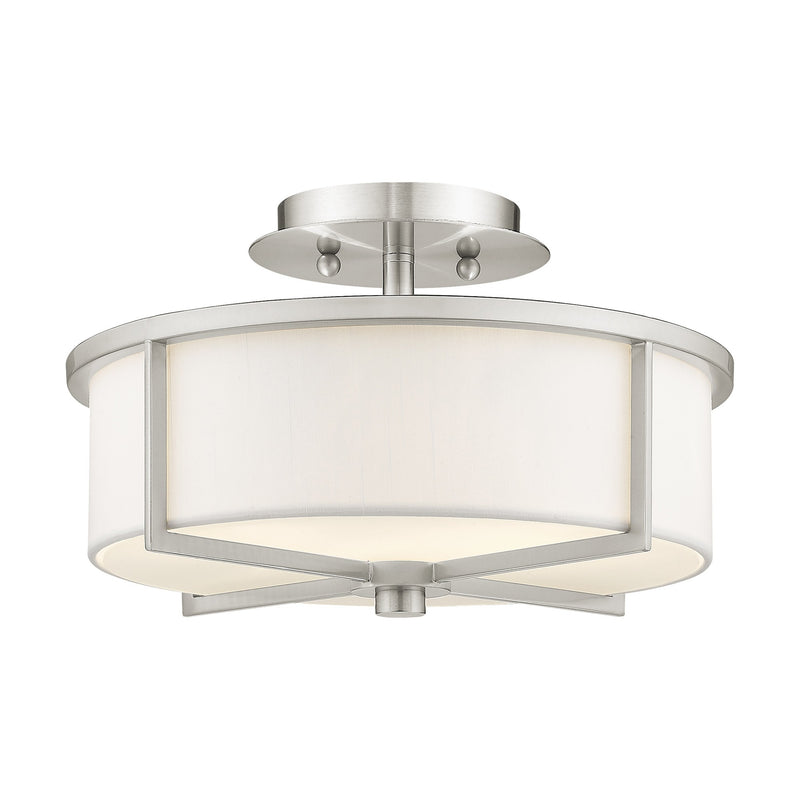 Wesley 2-Light 13" Semi-Flush Mount in Brushed Nickel