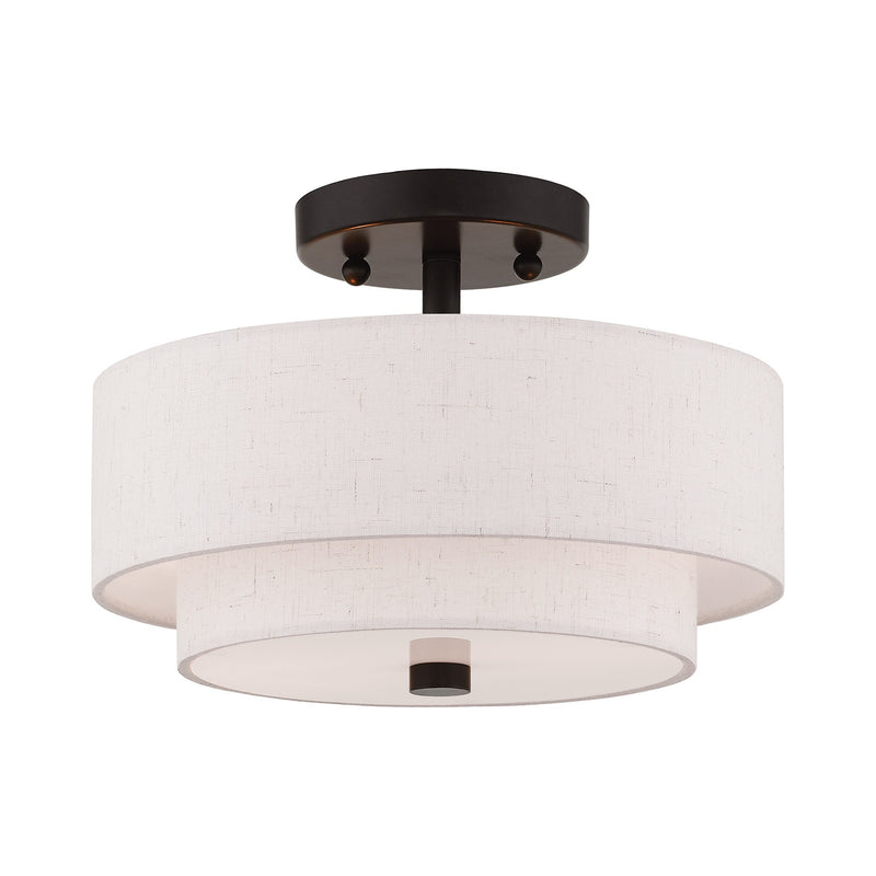 Meridian 2-Light 11" Semi-Flush Mount in English Bronze
