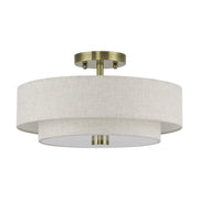 Meridian 3-Light 15" Semi-Flush Mount in Antique Brass