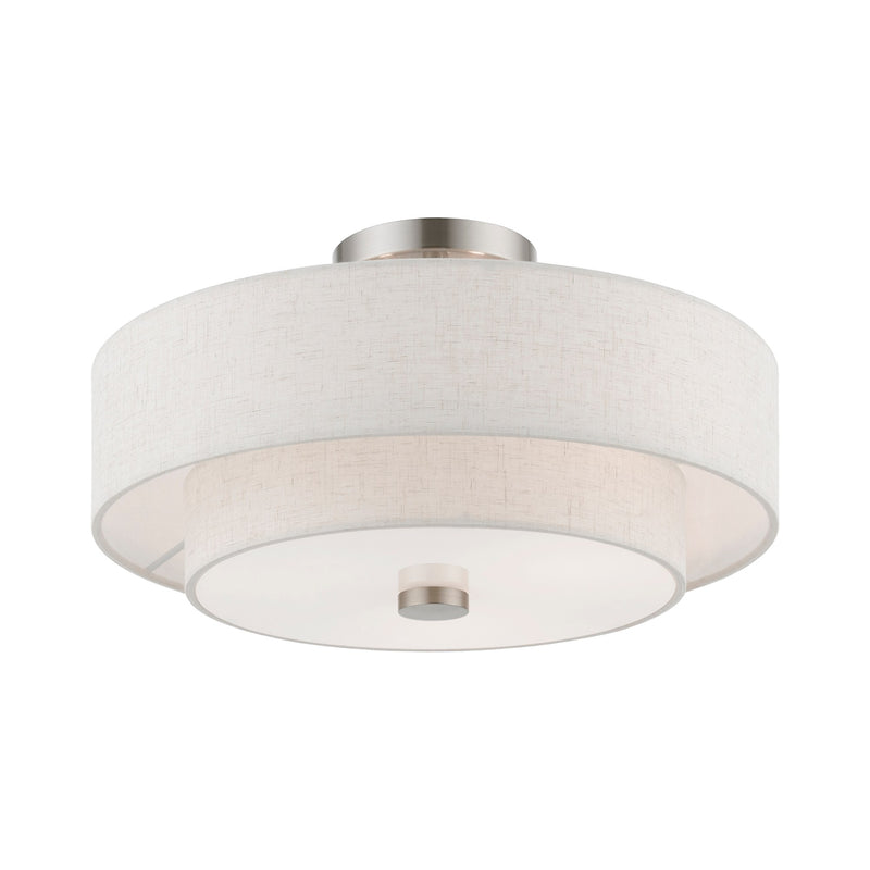 Meridian 3-Light 15" Semi-Flush Mount in Brushed Nickel