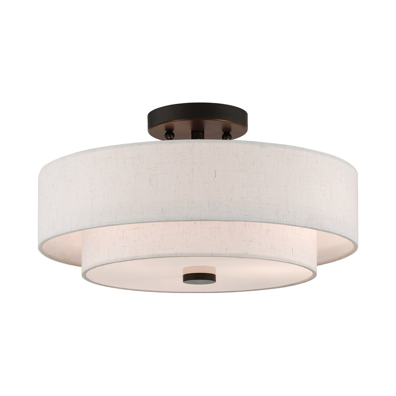 Meridian 3-Light 15" Semi-Flush Mount in English Bronze