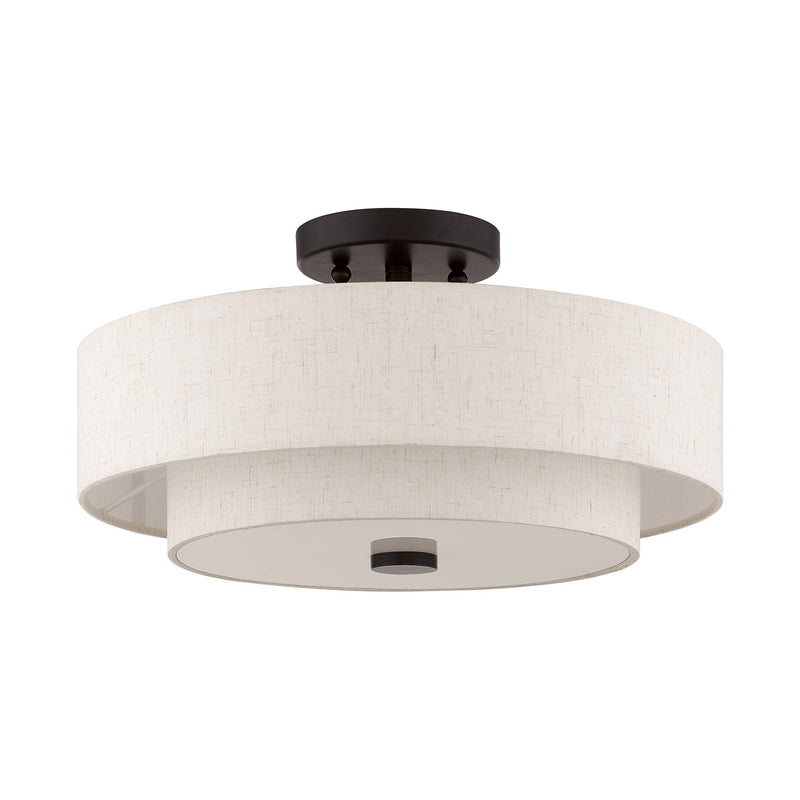 Meridian 3-Light 15" Semi-Flush Mount in English Bronze