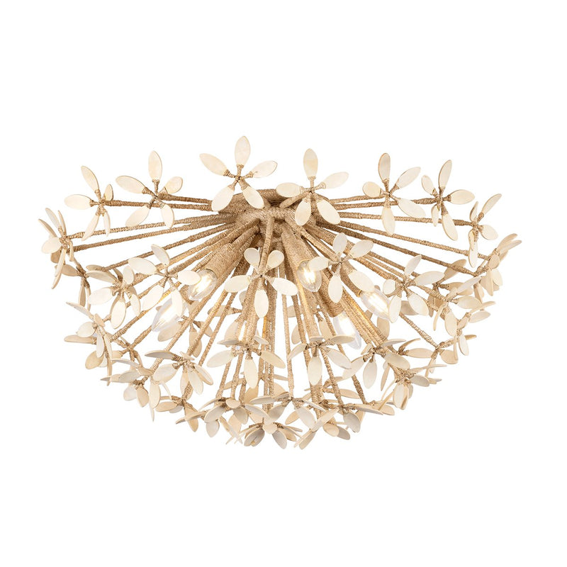 Corfu 6-Light Semi-Flush Mount in Ivory Coco