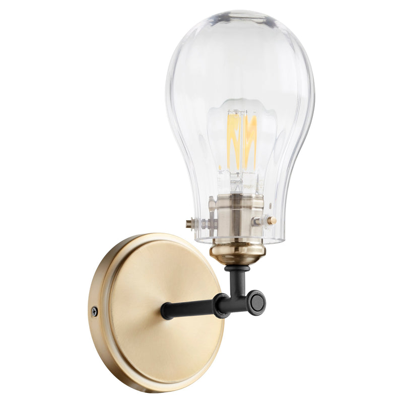Dillinger 1 Light Wall Sconce in Textured Black / Aged Brass