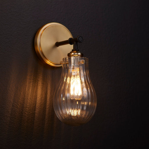 Dillinger 1 Light Wall Sconce in Textured Black / Aged Brass