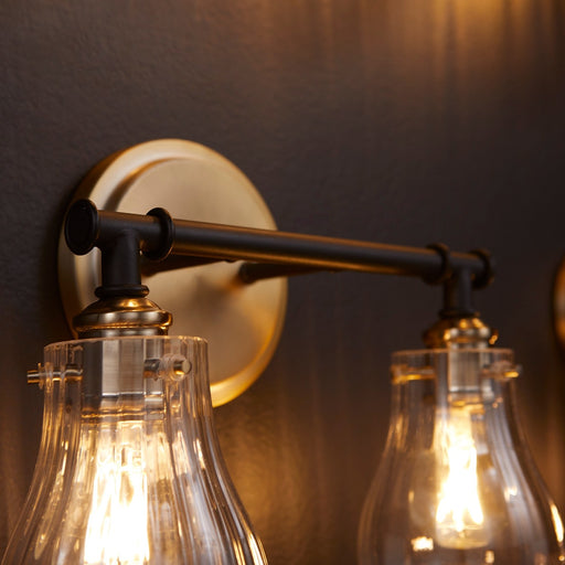 Dillinger 2 Light Vanity in Textured Black / Aged Brass