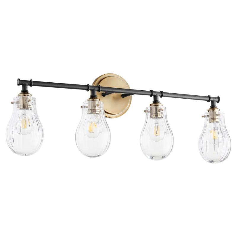 Dillinger 4 Light Vanity in Textured Black / Aged Brass