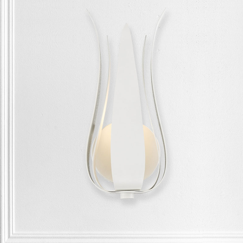 Broche 1 Light 8" Sconce in Matte White in a room setting
