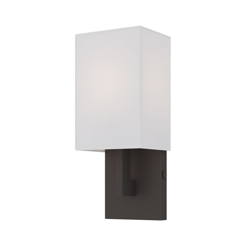 Ada ADA Wall Sconce with Off-White Shade in Bronze