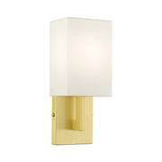 Ada ADA Wall Sconce with Off-White Shade in Satin Brass