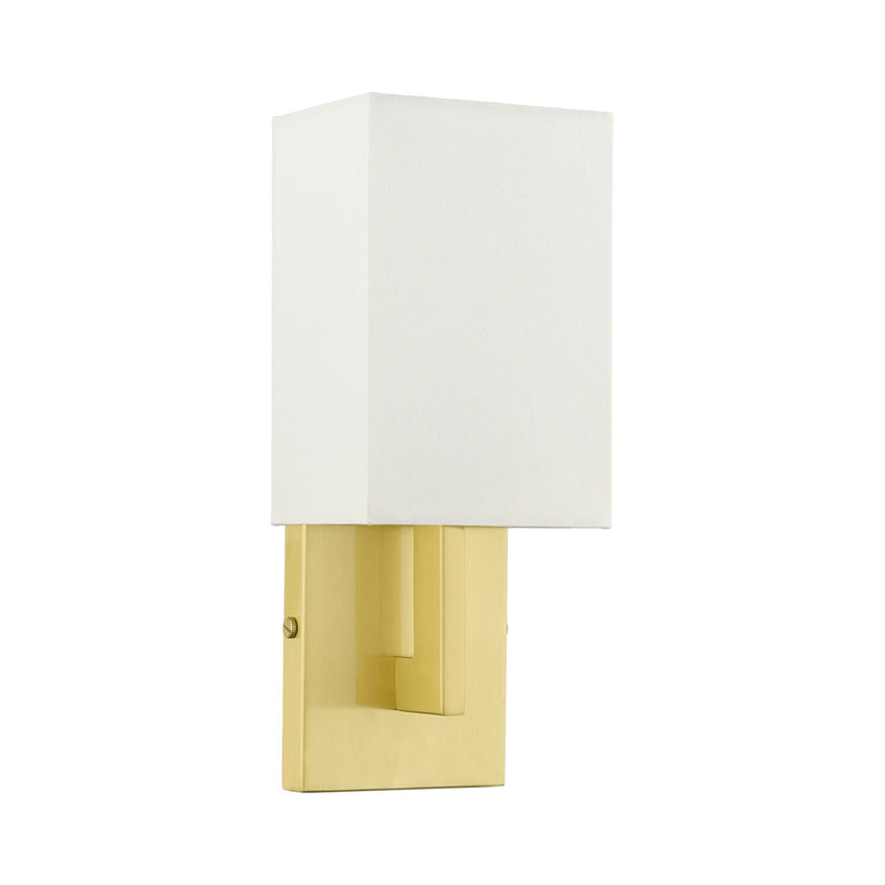 Ada ADA Wall Sconce with Off-White Shade in Satin Brass