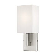 Ada ADA Wall Sconce with Off-White Shade in Brushed Nickel