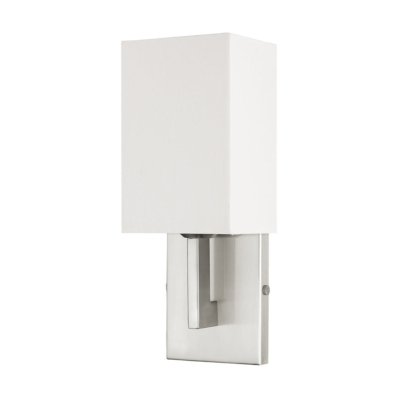 Ada ADA Wall Sconce with Off-White Shade in Brushed Nickel