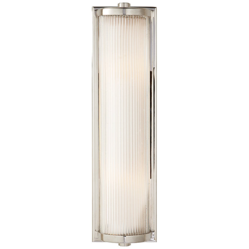 Dresser Long Glass Rod 2-Light Bath Sconce in Polished Nickel