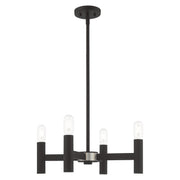 Copenhagen 4-Light Chandelier in Black with Brushed Nickel Accents