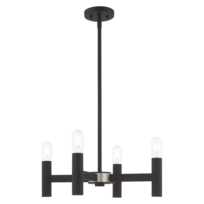 Copenhagen 4-Light Chandelier in Black with Brushed Nickel Accents