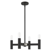 Copenhagen 4-Light Chandelier in Black with Brushed Nickel Accents