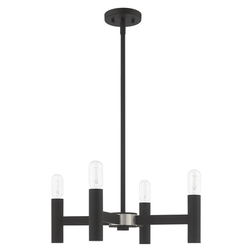 Copenhagen 4-Light Chandelier in Black with Brushed Nickel Accents
