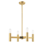 Copenhagen 4-Light Chandelier in Satin Brass with Bronze Accents