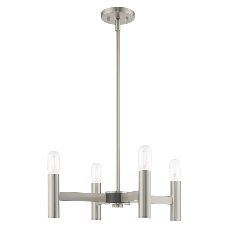 Copenhagen 4-Light Chandelier in Brushed Nickel with Bronze Accents
