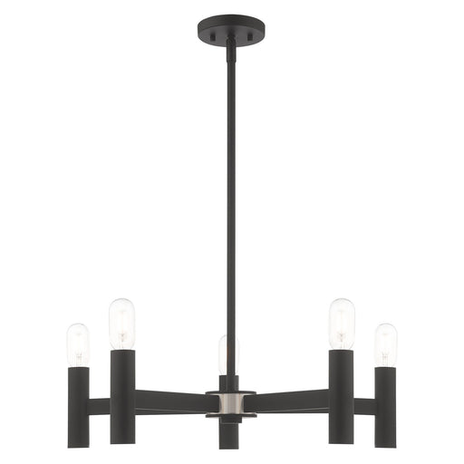 Copenhagen 5-Light Chandelier in Black with Brushed Nickel Accents