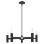 Copenhagen 5-Light Chandelier in Black with Brushed Nickel Accents