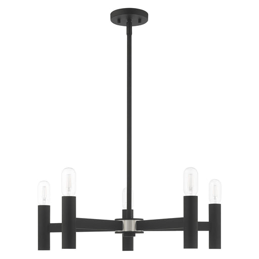 Copenhagen 5-Light Chandelier in Black with Brushed Nickel Accents