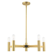 Copenhagen 5-Light Chandelier in Satin Brass with Bronze Accents